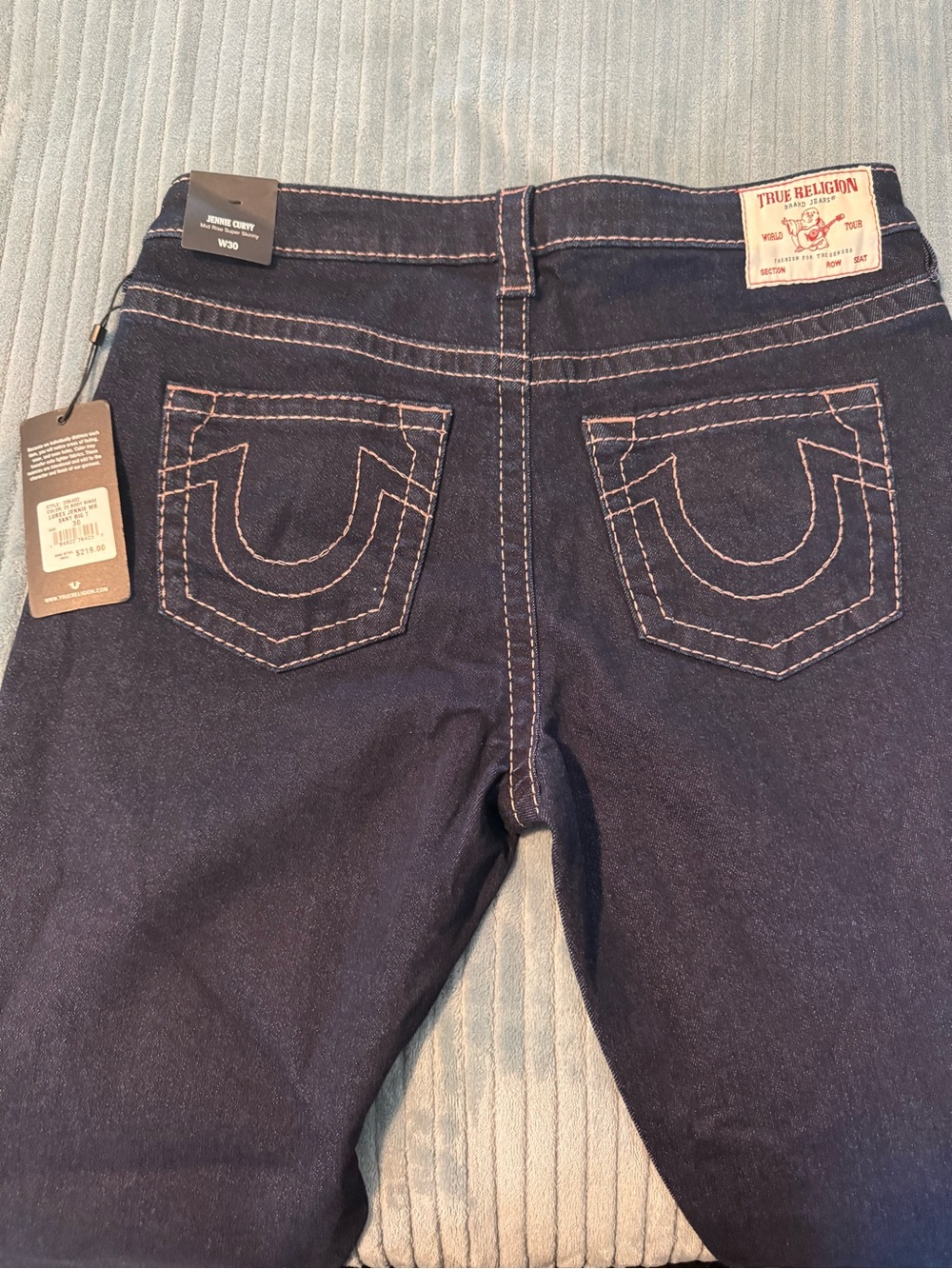True Religion Dark Blue Women's Jeans with Contrast Stitching